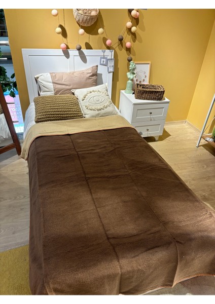 Bohemhouse Çift Taraflı Iki Renk Düz Pamuklu Kalın Yumuşak Battal Boy Battaniye 1350GR 150X200 cm