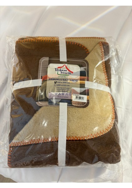 Bohemhouse Çift Taraflı Iki Renk Düz Pamuklu Kalın Yumuşak Battal Boy Battaniye 1350GR 150X200 cm