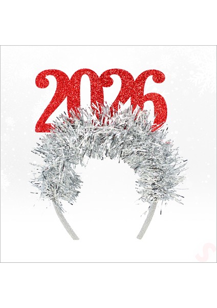 Yılbaşı 2026 Simli Taç - Kırmızı