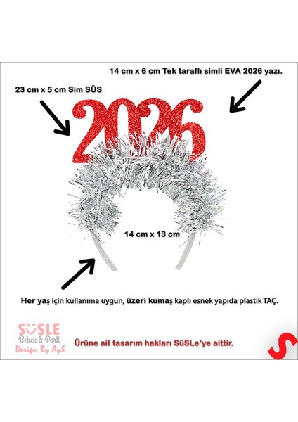 Yılbaşı 2026 Simli Taç - Kırmızı fiyatları