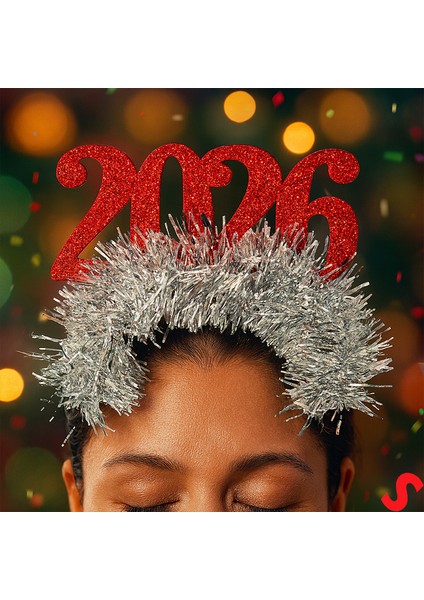Yılbaşı 2026 Simli Taç - Kırmızı modelleri