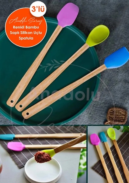 Silikon Uçlu Isıya Dayanıklı Bambu Spatula 3'lü Set fiyatları