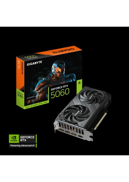 Gıgabyte GV-N5060WF2MAX Oc-8gd, RTX5060, Wındforce Max Oc, 8gb, Gddr7, 128BIT, 2 Fanlı, 1xhdmı, 3xdp, Gamıng Ekran Kartı