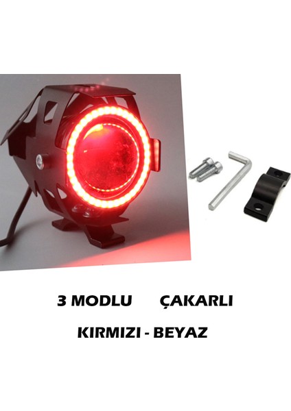 U7 Üç Modlu Motosiklet Sis Farı | Beyaz Kırmızı Flaş Mod | LED Aydınlatma | Su Geçirmez – Yüksek Parlaklık modelleri