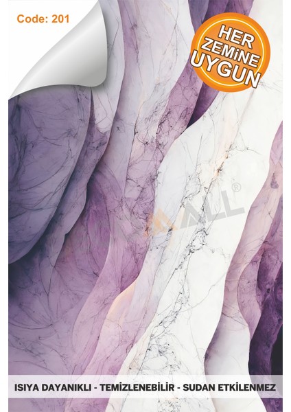 Suya Dayanıklı Mutfak Banyo Zemin Mermer Mobilya Fayans Yapışkanlı Folyo Kaplama Code 201