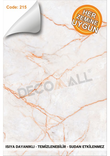 Suya Dayanıklı Mutfak Banyo Zemin Mermer Mobilya Fayans Yapışkanlı Folyo Kaplama Code 215