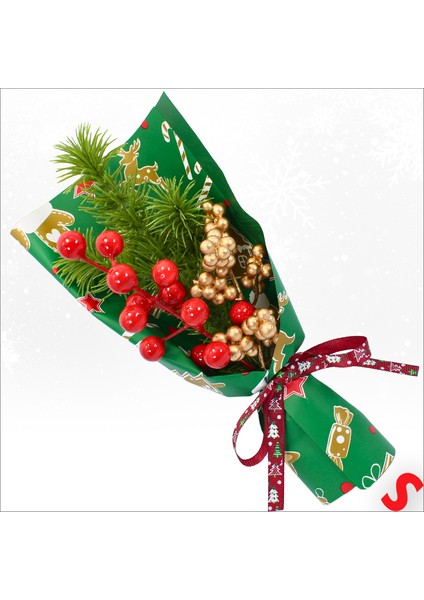 Pvc Kutulu Kokinalı 26CM x 8,5cm Yılbaşı Buketi - Yeşil modelleri