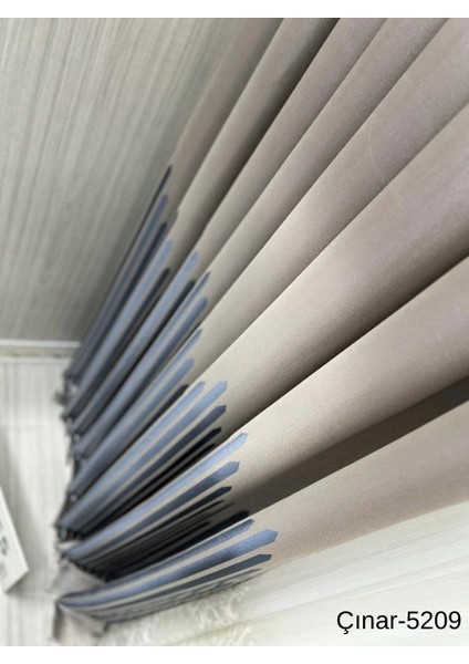 Nivemeshome Çınar Koyu Kahve -Mavi 5209 1/3 Sık Pileli Fon Perde Apm fiyatları
