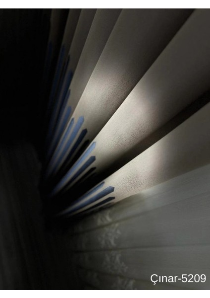 Nivemeshome Çınar Koyu Kahve -Mavi 5209 1/3 Sık Pileli Fon Perde Apm