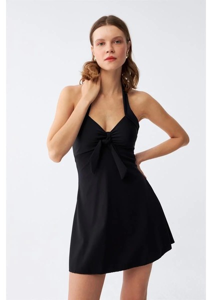 Kadın Fiyonklu Siyah Elbise Mayo fırsatları