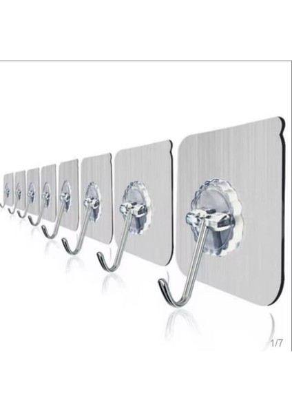 Süper Güçlü Yapışkanlı Suya Dayanıklı Şeffaf Askı 5li Set Yeniden Kullanılabilir Kancalar