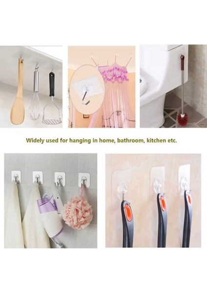 Süper Güçlü Yapışkanlı Suya Dayanıklı Şeffaf Askı 5li Set Yeniden Kullanılabilir Kancalar modelleri