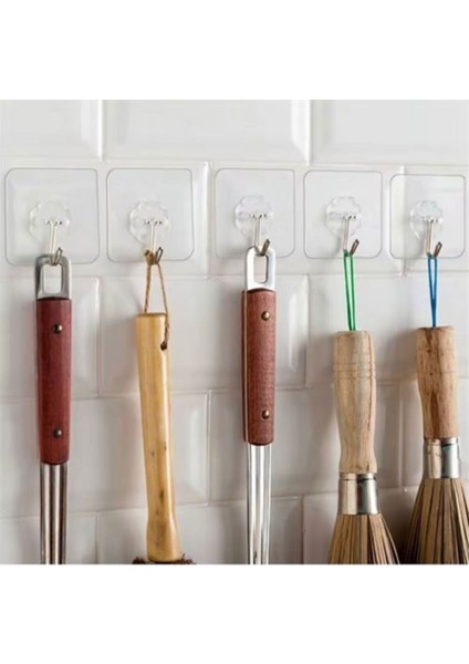 Süper Güçlü Yapışkanlı Suya Dayanıklı Şeffaf Askı 5li Set Yeniden Kullanılabilir Kancalar indirimleri