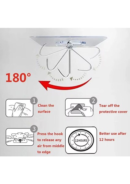 Süper Güçlü Yapışkanlı Suya Dayanıklı Şeffaf Askı 5li Set Yeniden Kullanılabilir Kancalar
