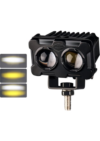 Robot Sis Farı Çift Renk Sarı-Beyaz Araç Motosiklet Off Road LED Lamba Çift Gözlü Projektör 50W Metal Arazi Çalışma Lambası 1 Adet