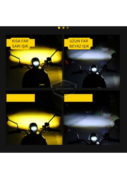 Robot Sis Farı Çift Renk Sarı-Beyaz Araç Motosiklet Off Road LED Lamba Çift Gözlü Projektör 50W Metal Arazi Çalışma Lambası 1 Adet modelleri