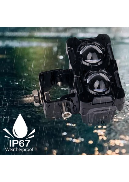 Robot Sis Farı Çift Renk Sarı-Beyaz Araç Motosiklet Off Road LED Lamba Çift Gözlü Projektör 50W Metal Arazi Çalışma Lambası 1 Adet fırsatları