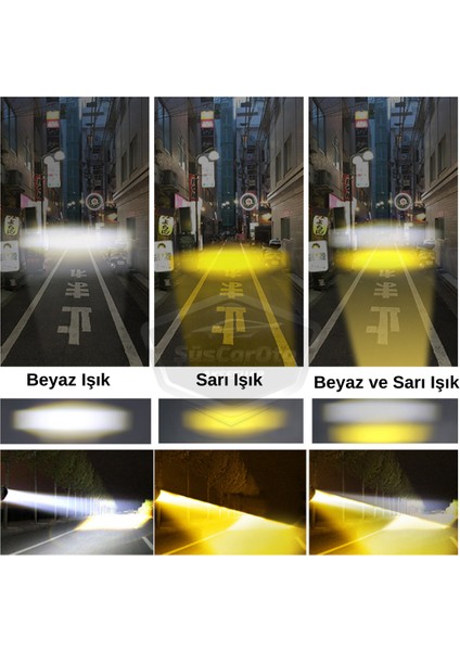 Robot Sis Farı Çift Renk Sarı-Beyaz Araç Motosiklet Off Road LED Lamba Çift Gözlü Projektör 50W Metal Arazi Çalışma Lambası 1 Adet