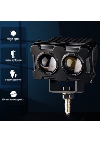 Robot Sis Farı Çift Renk Sarı-Beyaz Araç Motosiklet Off Road LED Lamba Çift Gözlü Projektör 50W Metal Arazi Çalışma Lambası 1 Adet