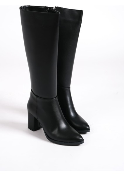 Zeta Bağcıksız Fermuarlı Ortopedik Taban Suya ve Soğuğa Dayanıklı Kadın Çizme St Siyah