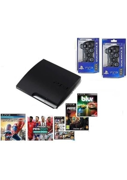 Playstation 3 Slim 500GB. 2 Kol 40 Oyun (Yenilenmiş)