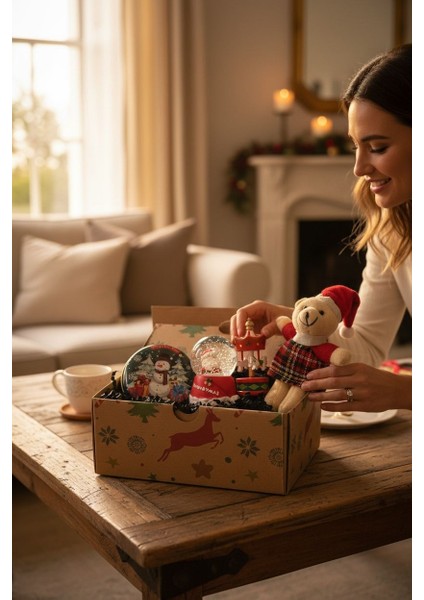 Yılbaşı Hediye Kutusu Atlı Karınca, Işıklı Kar Küresi, Kokulu Mum, Peluş Ayıcık Karttanesi Kolye fırsatları