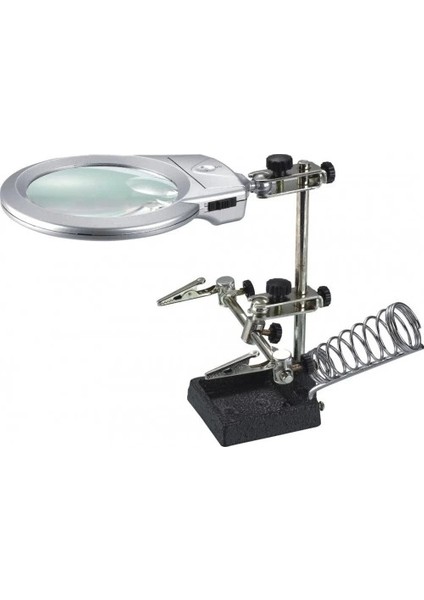 Ayarlanabilir Başlıklı Elektronikçi Yardım Lehim Standı ile Ledli Büyüteç fiyatları