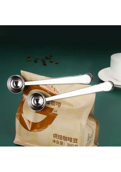 2 Adet Mandallı Kahve Ölçü Kaşığı Gold Çok Fonksiyonlu Paslanmaz Çelik Kaşık fırsatları