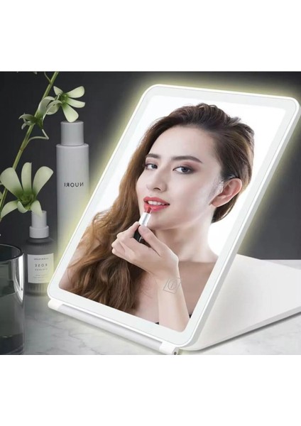 Dokunmatik LED Işıklı Usbli Dikdörtgen Katlanabilir Masa Üstü Ledli Makyaj Aynası fiyatları