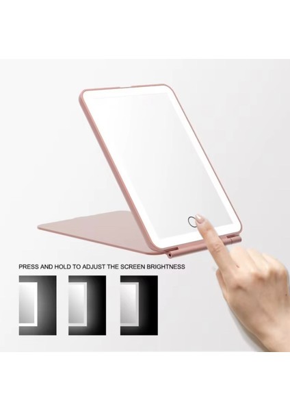 Dokunmatik LED Işıklı Usbli Dikdörtgen Katlanabilir Masa Üstü Ledli Makyaj Aynası fırsatları