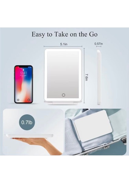 Dokunmatik LED Işıklı Usbli Dikdörtgen Katlanabilir Masa Üstü Ledli Makyaj Aynası indirimleri