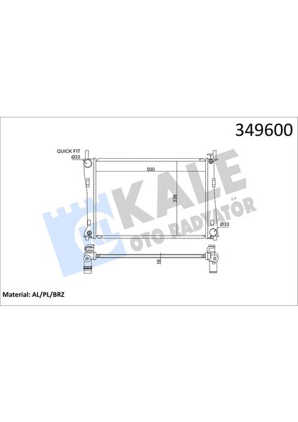 349600 Motor Su Radyatoru Fıesta V Fusıon 01>08 1.25 1.4 16V 1.6 16V Mazda Iı 1.4 16V 1.6 16V 02>olcu 500 358 16 4S6H8005DA-1141490-1214785-1222562