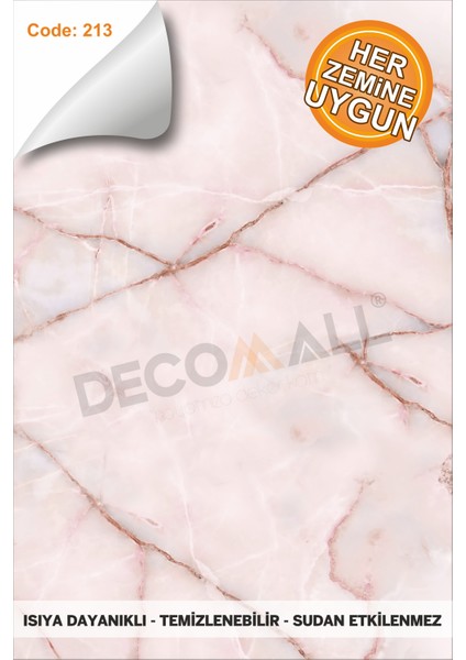 Suya Dayanıklı Mutfak Banyo Zemin Mermer Mobilya Fayans Yapışkanlı Folyo Kaplama Code 213