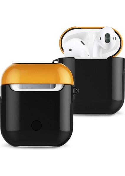 Airpods 2 (2.nesil) 3in1 Kılıf - Siyah-Sarı