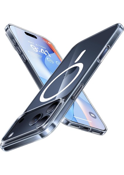 iPhone 17 Pro Max Magsafe Destekli Şeffaf Kılıf Kalın Silikon Kılıf Kutulu- Şeffaf
