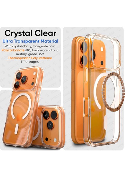 iPhone 17 Pro Max Magsafe Destekli Şeffaf Kılıf Kalın Silikon Kılıf Kutulu- Şeffaf fiyatları