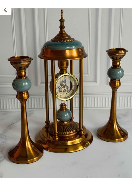 3 Parça Antik Saatli Konsol Seti