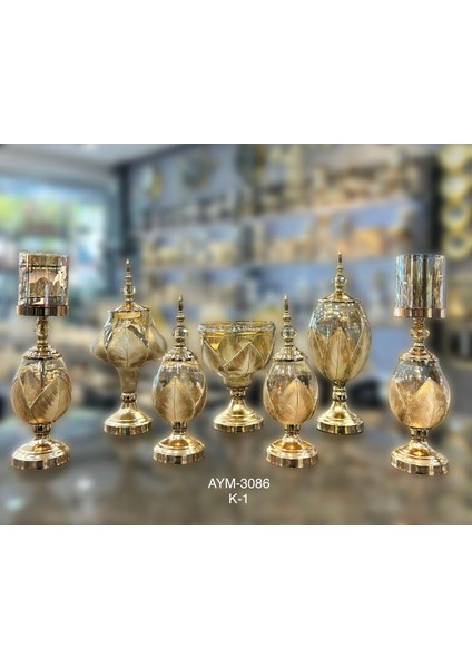 7 Parça Salon Konsol Aksesuar Seti Yaprak Gold Krem fiyatları