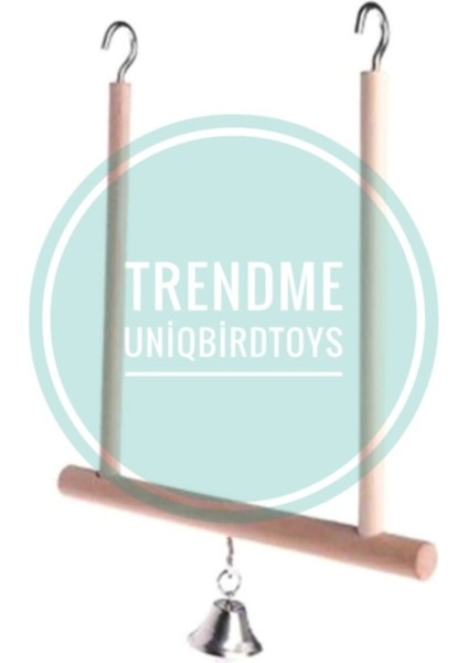 Uniq Bird Toys Ahşap Zilli Kuş Salıncak.