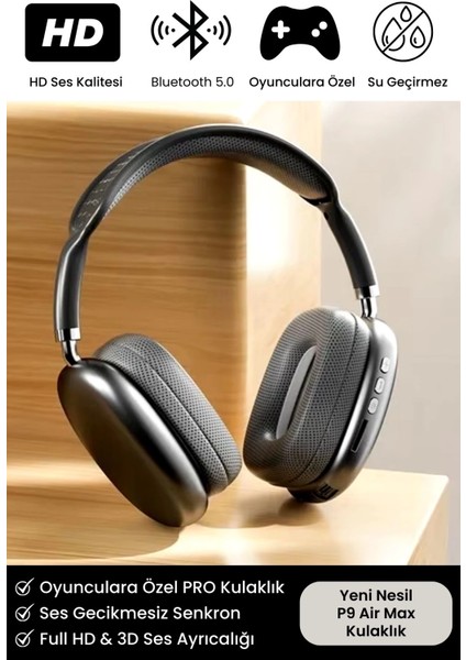 P9 Air Max Gaming Premium Mikrofonlu Kablosuz Ios Android Uyumlu 5.0 Bluetooth Tws Oyuncu Kulaklık