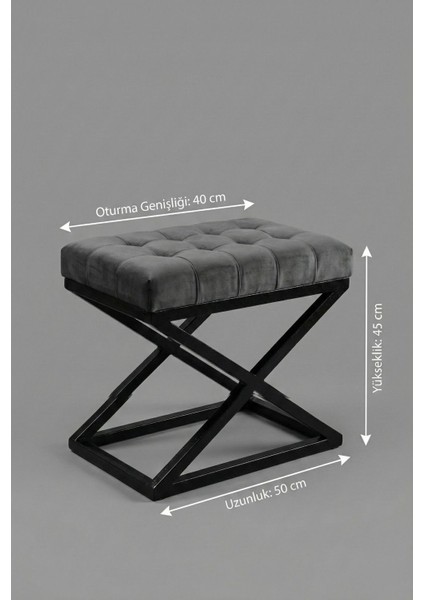Nexus Babyface Kapitoneli Puf - Siyah Metal x Ayaklı Modern Bench (50X40 Cm) modelleri