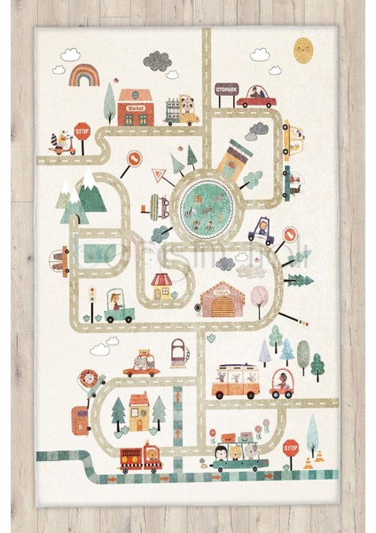 Şehir Yol Desenli Oyun Halısı modelleri