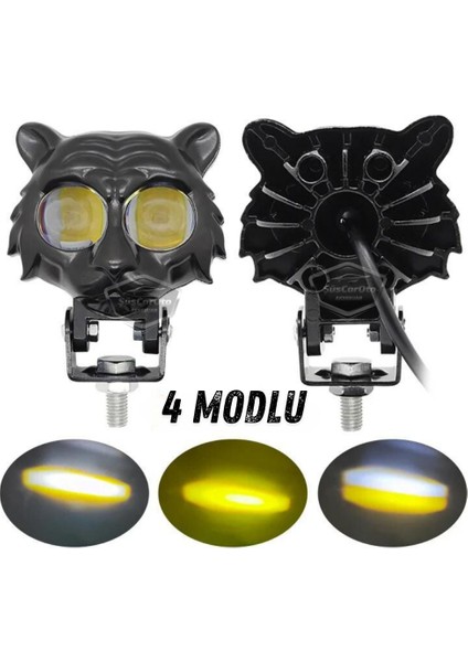 Kedi Göz Sis Farı Çift Renk Sarı-Beyaz 9-60V Araç Motosiklet Off Road LED Lamba Delici Yayıcı Projektör 50W Metal Arazi Çalışma Lambası 1 Adet ONG44 fiyatları