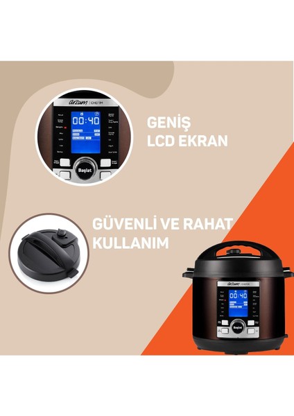 Çok Amaçlı Basınçlı Pişirici 6l, 14 Fonksiyon, Siyah Renk