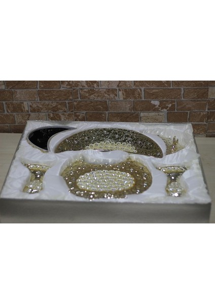 5 Parça Incili Porselen Gondol Takımı Vitrin Konsol Takımı 1038 fiyatları