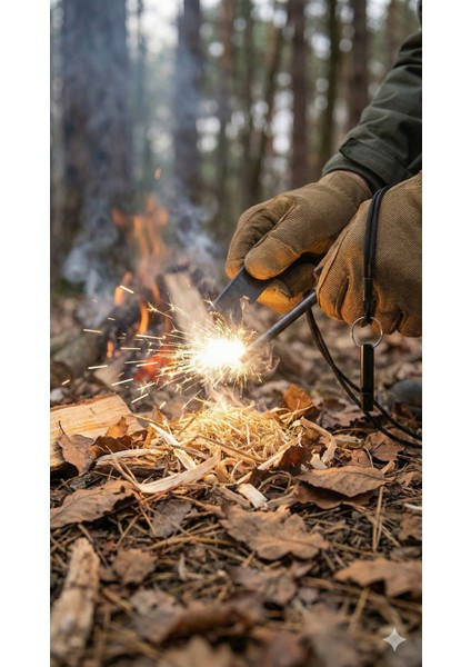 Magnezyum Ateş Başlatıcı Seti - Ferro Çubuk, Çok Amaçlı Kazıyıcı ve Acil Durum Düdüğü modelleri