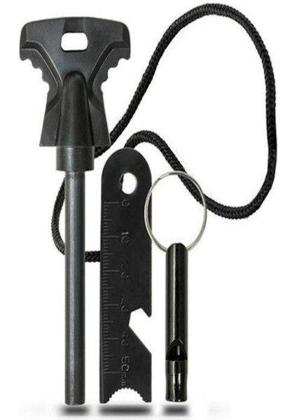 Magnezyum Ateş Başlatıcı Seti - Ferro Çubuk, Çok Amaçlı Kazıyıcı ve Acil Durum Düdüğü indirimleri