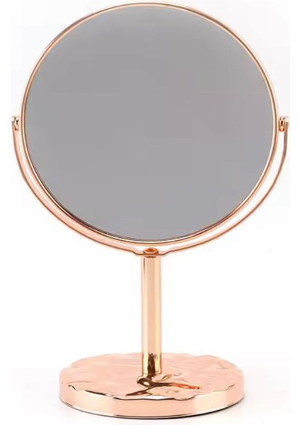 Rose Gold 360° Döner Ayaklı Masa Üstü Makyaj Aynası – Çift Taraflı ve Şık Tasarım 32X16 cm