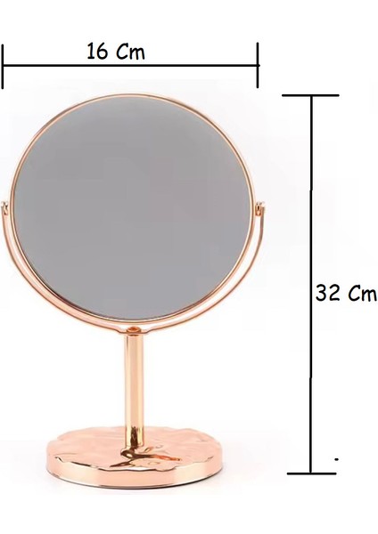 Rose Gold 360° Döner Ayaklı Masa Üstü Makyaj Aynası – Çift Taraflı ve Şık Tasarım 32X16 cm fiyatları