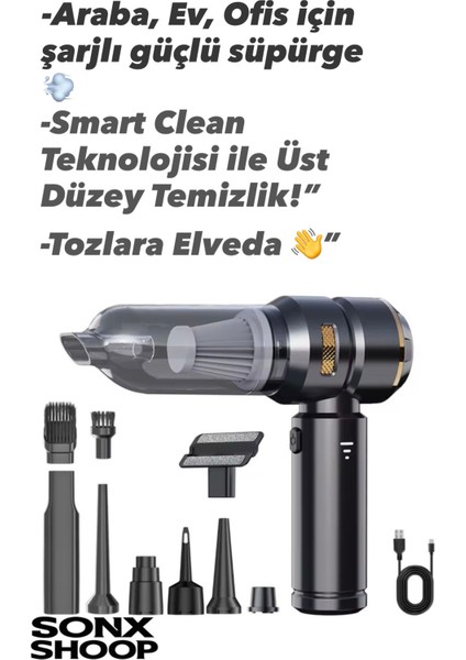 Kablosuz Şarjlı El Süpürgesi 2’si 1 Arada – Güçlü Vakum ve Üfleme Özellikli Mini Temizlik